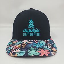 CHUBBIES Mesh Trucker Snapback Hat Black Floral Pineapple Embroidered NWOT Flaw
