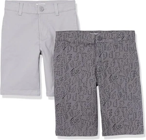 Amazon Essentials Boys' Uniform Flat-Front Short 2Pk, Adjustable Waist, Gray 12H - Picture 1 of 5
