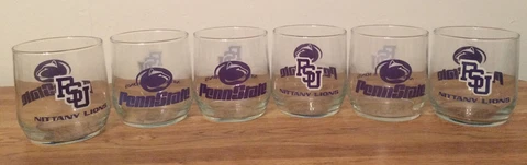 PSU Penn State Nittany Lions Low Ball 12oz Whiskey Drinking Glasses Set of 6 Cover