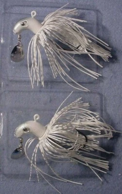 JEWEL BAIT CO. 2 ~Skirted Under Spin 3/4 oz Road Runner Jig Striper Lake Trout Salmon Nat. Shad