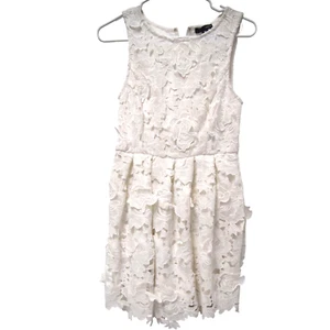 Aqua Womens Dress M Ivory Full Crochet Lace Sundress Fit & Flarer - Picture 1 of 6