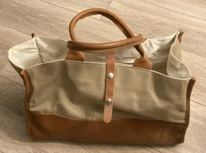 Large Heavy Duty  Canvas Leather  Bottom Open Top Tote SATCHELS NY - Picture 1 of 8