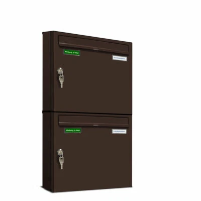 BASIC 2er Briefkasten RAL 8017 Braun / Posthaltebügel / 2 Namensschilder - Bild 1 von 4