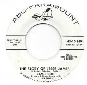 JAMIE COE The Story Of Jesse James on ABC teen rockabilly PROMO 45 HEAR - Picture 1 of 2