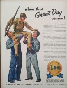 Anuncio estampado ropa Lee vintage 1943. Anuncio Soldier Home WWll - Imagen 1 de 1