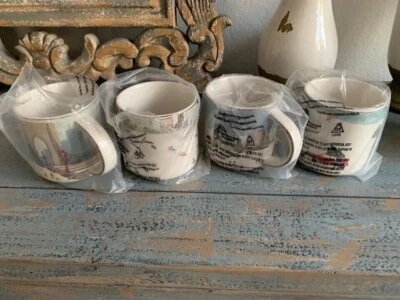 West Elm Winter Activities Ceramic Mug Set of 4 NEW IN BOX - Image 1 of 2