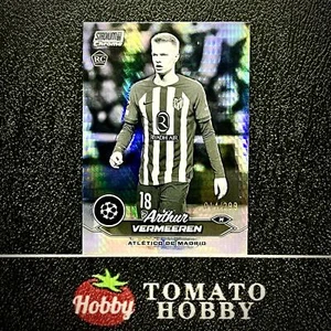 REFRACTOR TOPPS STADIUM CROMADO UEFA 2023-24 ARTHUR VERMEEREN RC/299 NEGRO BLANCO - Imagen 1 de 2