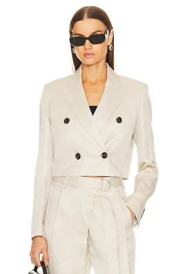 HELMUT LANG Size 12 Cropped Blazer Womens Jacket Linen Cotton Twill $495 - Image 1 of 4