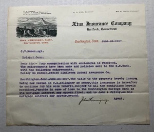 1907 membrete para Aetna Insurance Company Hartford, Connecticut - Imagen 1 de 1
