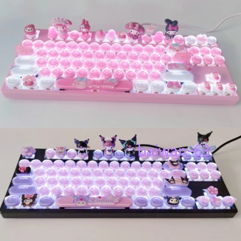 My Melody Cinnamoroll Kuromi Mechanical Keyboard Hot Swap USB Wired 87/104 Keys - Image 1 of 4