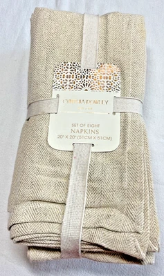 CYNTHIA ROWLEY NEW YORK 8 NAPKINS GOLD 20 X 20 COTTON METALLIC NIP - Image 1 of 2