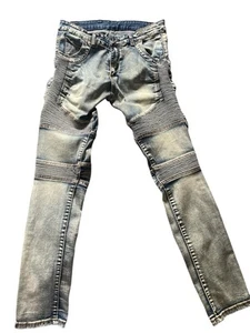 Biker Jeans Plissee Skinny Denim Hose Freizeit Slim Stretch Herren 31 " - Bild 1 von 18