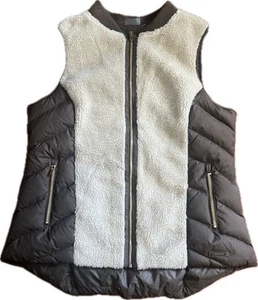Athleta Tundra Quilted Puffer Responsible Goose Down Sherpa Vest Women XL Brown - Picture 1 of 10