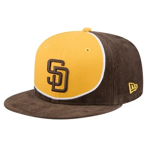 Men's New Era Brown/Gold San Diego Padres Retro Split Corduroy Snapback Hat - Picture 1 of 5
