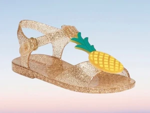 Old Navy Toddler Girls Glitter-Jelly T-Strap Flats Pineapple Gold Size 9 - Picture 1 of 1