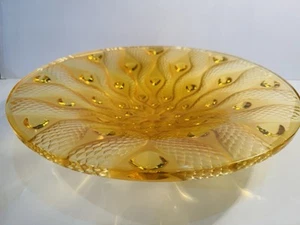 Lalique Large 16” Amber Serpentine Centerpiece Bowl Retail $4,200 MINT! - Picture 1 of 15
