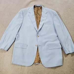 Paul Fredrick Blazer Sport Mantel Jacke 46 L Blau 100% Seide Zwei Knopf Freizeit - Bild 1 von 23
