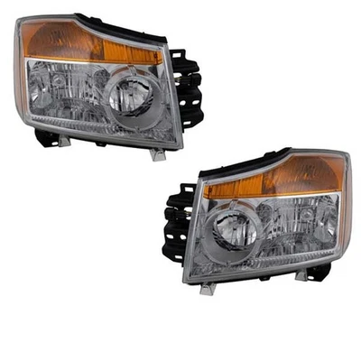 Para 08-15 Titan Pickup Truck Faro Faro Faro Luz Lámpara con Bombilla JUEGO DE PAR Foto 1 de 4