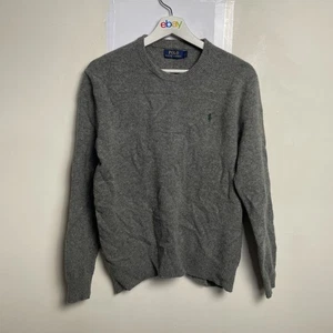 Polo Ralph Lauren Wool Jumper Size Small Grey Pullover Sweater Logo - Picture 1 of 11