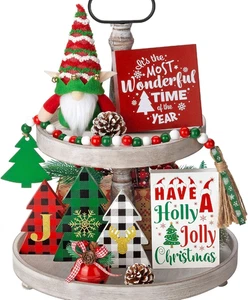 Christmas Tiered Tray Decor 10 PCS Christmas Decorations for Home - Christmas Ta - Picture 1 of 12