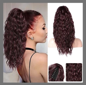 REECHO Ponytail Extension 18 Inch Claw Long Curly Wavy Hair Clip Synthetic Red - Picture 1 of 3