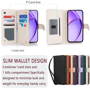 For OPPO A40 A60 A3 A80 A79 A77S Case Leather Wallet Magnetic RFID Flip Cover - Picture 1 of 19