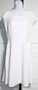 White House Black Market White Cap Sleeve Lace Fit & Flare Dress Size 4 NWT - Picture 1 of 2