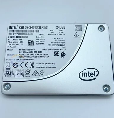 Intel SSDSC2KB240G801 D3-S4510 Series 240GB 2.5 6Gb/s SATA SSD 3D2 TLC New - Image 1 of 4