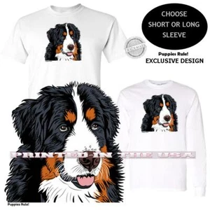 Camiseta gráfica Puppies Rule Bernese Mountain Dog cara frontal arte pop - Imagen 1 de 5