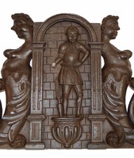 French Gothic 17thC Hand Carved Pediment, Architectural Cornice Door Top Mermaid