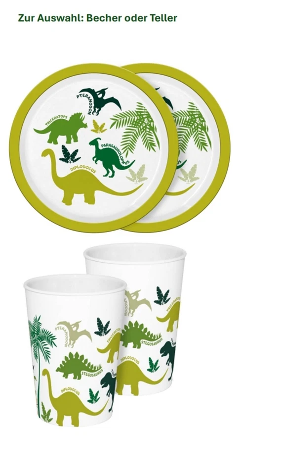 Dinosaurier - Kindergeschirr Becher oder Teller im 2er- Set - Dino - Bild 1 von 1