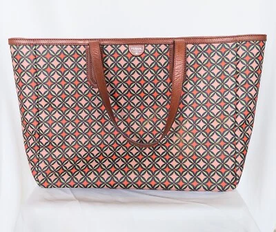 Bolso de Mano Grande FOSSIL Sydney Signature Cuero Marrón Naranja Foto 1 de 4