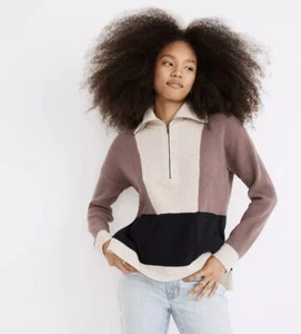 Madewell Glenbrook Half Zip Pullover Sweater Colorblock Wollmischung Größe M  - Bild 1 von 10