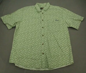 Woolrich Shirt Adult Large Green Olive Mini Short Sleeve Button Up Casual Mens L - Picture 1 of 12