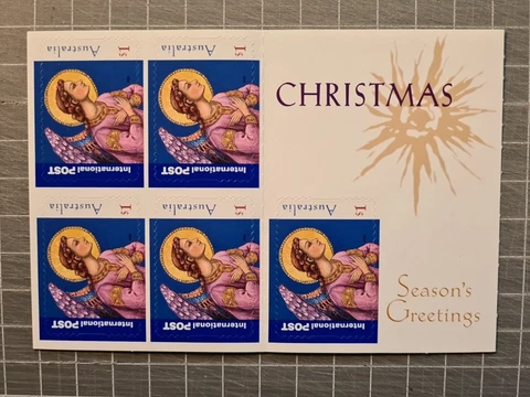 AUSTRALIA 2005 CHRISTMAS  5 x $1 International  MNH FREE POSTAGE Cover