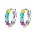 Rainbow Round Earrings 925 Sterling Silver Hoop Huggie Earrings Womens Jewelry