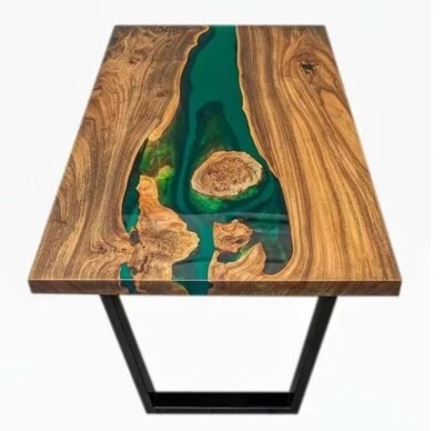 Epoxy Table Top, Resin Center Table, Green River Table Home Decoration Furniture - Image 1 of 4