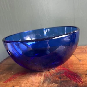Vintage 90s Cobalt Blue Glass Cereal Bowl - Picture 1 of 4