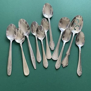 Vtg Mixed Pattern Lot- Stainless Steel Flatware Oneida Korea USA Dinner Spoons - Picture 1 of 5