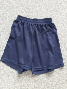 T12 BOYS MACRON DARK BLUE DRAWSTRING ELASTIC WAIST SPORTS SHORTS UK XS 22-24" - Picture 1 of 3