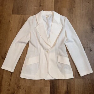 Vintage Jantzen Leisure Jacket Blazer Womens 10 1960s 1970s Hippie Disco White - Picture 1 of 12