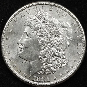 1881-s Morgan Silver Dollar.  Full Chest Feathers.  Choice B.U.*  (Inventory A) - Picture 1 of 2