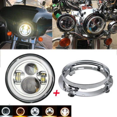 Faro LED de 7 pulgadas con soporte de anillo de montaje para Harley CRTT Sprint 250 350 Foto 1 de 4