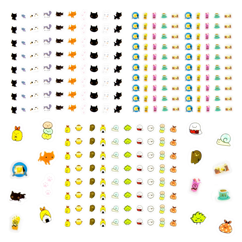 Mini Sticker Küche Kaffee Katzen Schnecken Aufkleber Basteln Kinder - wählbar - Bild 1 von 1