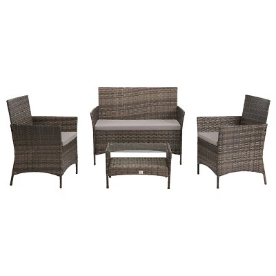 SVITA BROOKLYN Polyrattan Sitzgruppe Balkon Rattan-Lounge Gartenmöbel-Set Braun - Bild 1 von 4