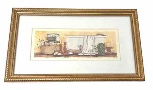 Dianne Knott Watercolor Framed Bathroom Art Framed Art Print Farmhouse 14x8 - Picture 1 of 5