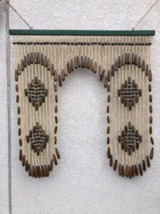 Showa Retro Bead curtain old folk crafts Noren wooden S vintage Antique japan - Picture 1 of 12