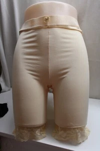 Vint. Tummy Control Shaper Sissy Silky Lace Pink Princess Long Girlde Panties M - Picture 1 of 8