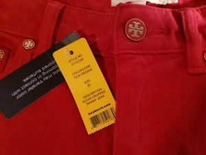 TORY BURCH DAMEN ALEXA CROPPED SKINNY JEANS, ACAI ROT, NEU MIT ETIKETT, GR. 26 - Bild 1 von 12