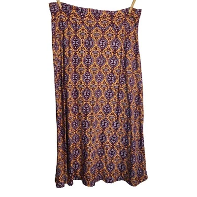 Bohemian Style Long Maxi Skirt With Purple & Yellow Paisley Print Foto 1 de 4